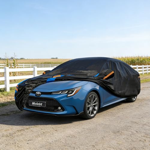 Image of Custom Fit Car Cover for Toyota Corolla (2000-2026), Upgraded Waterproof All Weather Outdoor Auto Cover with Driver Door Zipper & Mirror Pockets, UV /Snow /Dust Protection