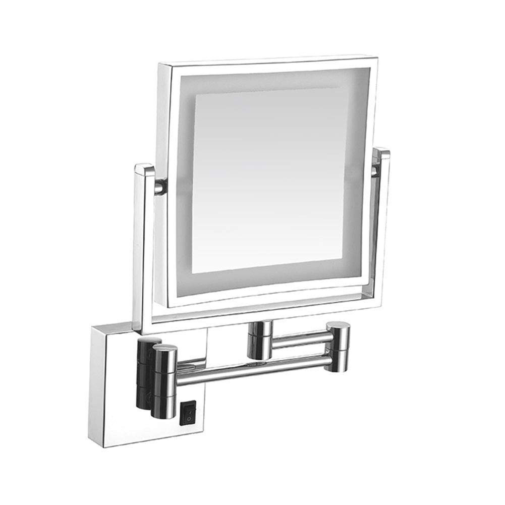 Miroir de maquillage mural avec grossissement 3X argent brillant USB