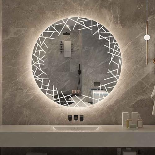 Miroir de salle de bain rond LED 70 cm avec anti-buée et intensité réglable
