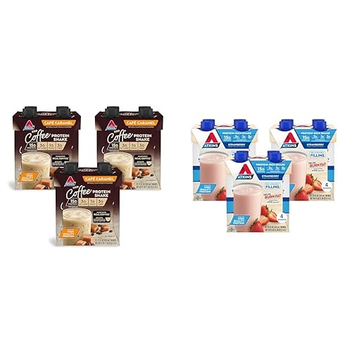 Atkins™ Café Caramel Iced Coffee Protein Shake & Strawberry Protein