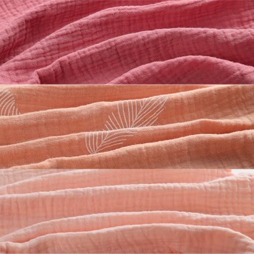 Image of Onacosht Muslin Bassinet Sheets 3 Pack, 35 inchx20 inch, Pink and Feather | Compatible with AMKE 3-in-1, MiClassic, Uiuwoo, Foalom, YADAQE, Milliard & TCBunny Bassinets, baby girl, 100% cotton