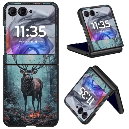 Slim Protective Case for Motorola Razr 2025/2024, Moto Razr 50/60 – Hard PC Full-Body Cover, Shockproof & Scratch-Resistant, Dark Forest Deer