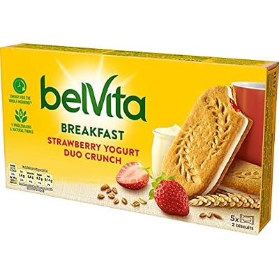 Kraft Belvita Strawberry Yogurt Crunch Pack of 8 (8 Boxes of 5 bars, Total 40 Bars)