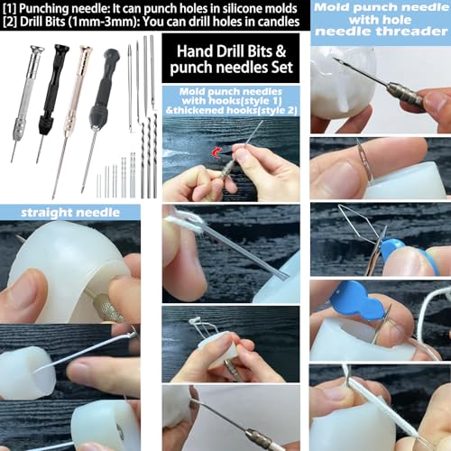 Image of 37PCS Candle Making Tools Set Adjustable Punch Needle Long Silicone Mold Needle Drill Candle Wick Hole Drill Steel Sticks to Make Holes in Candles Soap,Mold Punch Wicking Needle Tools Inserting Tool