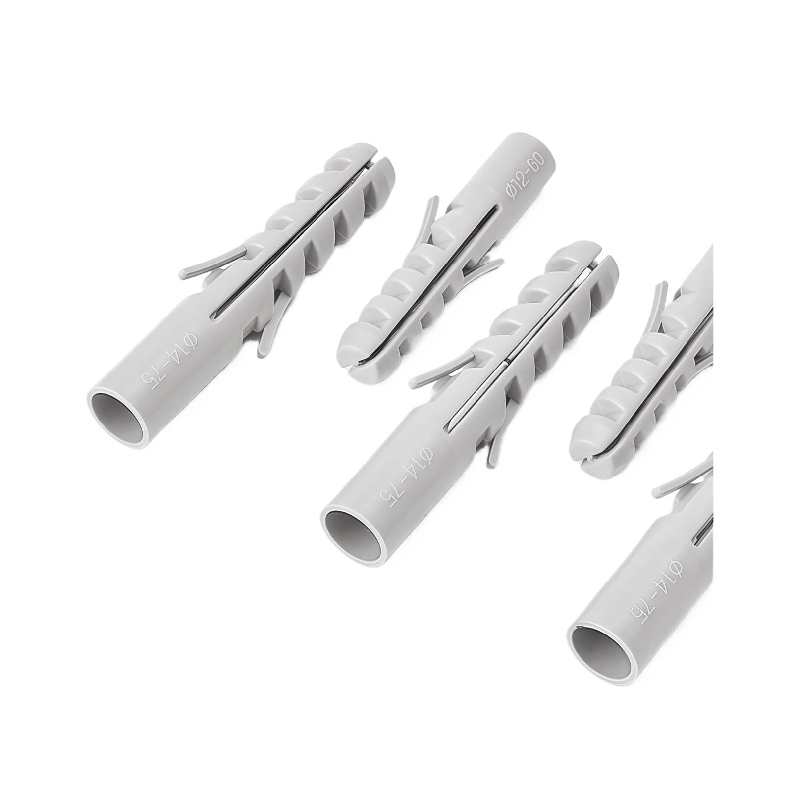 Tubo de expansión de plástico, tapones de pared, anclajes de pared de tubo de expansión de plástico para tornillos autorroscantes M5-M14 25-75 mm, 30 piezas (100 unidades, M12 x 60)