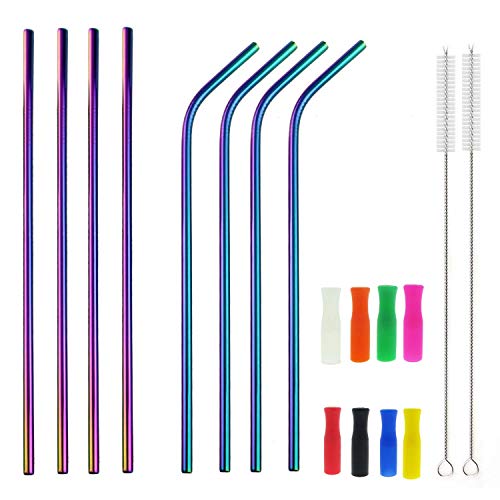 12 Inch Colorful Stainless Steel Reusable Drinking Straws