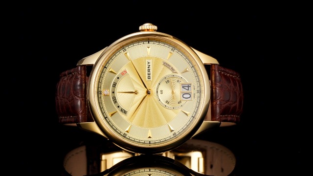 Amazon.com: BERNY Top Luxury 18 K Gold Mens Watch Quartz Watch