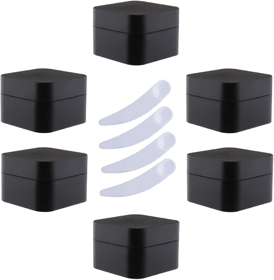 FLYIODFCXV cosmetic jar, Pack of 6,Square Blue Plastic Cream Jars Cosmetic Pots with Inner Liner Containers for Lip Balm, Lotion(Black,10ml)