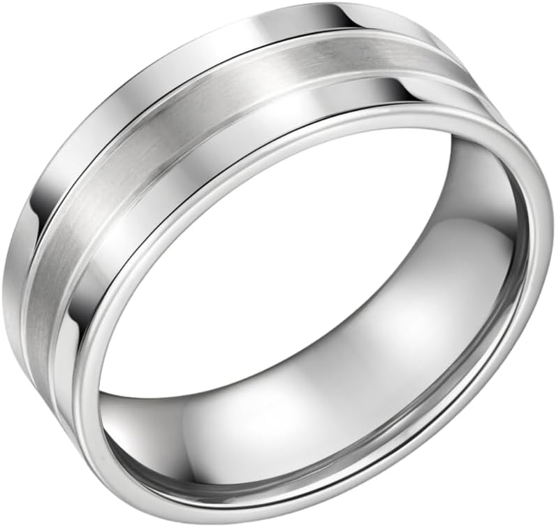 Mens Ring In Wooden Box 7mm Titanium Wedding Band Ring for Men Engagement Ring Comfort Fit