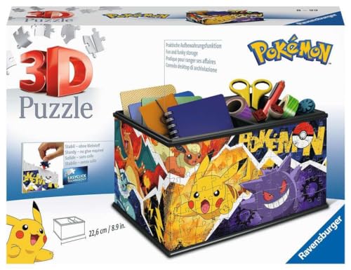 Ravensburger - Puzzle 3D Boite de Rangement - Pot à Crayons - Pokémon - A partir de 8 Ans - 216 pièces numérotées à Assembler sans Colle - Accessoires de Finition Inclus - 11546