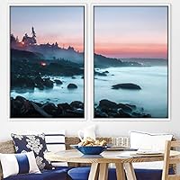 2 Piece Framed Canvas Wall Art Sunset in The Trees Canvas Prints Home Artwork Decoration for Living Room,Bedroom - 16