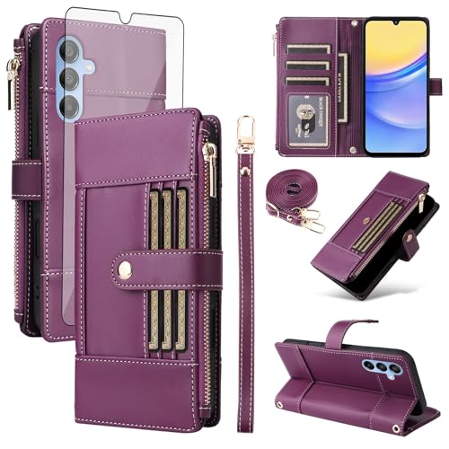 Coque Samsung Galaxy A26 5G Antichoc Antivol RFID avec Étui Carte et Bandoulière Rabat