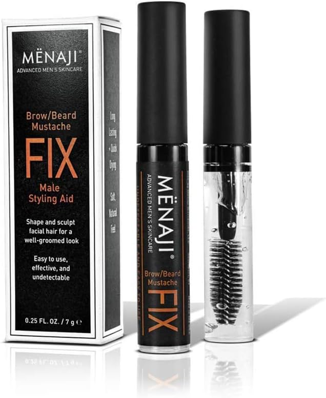 Mënaji The Fix Gel para Barba e Sobrancelhas com Escova Espiral, 7,5 mL