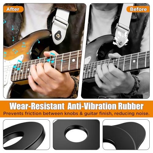 image for Facmogu 8PCS Rubber Guitar Strap Locks, Black Anti-Slip & Noise-Free S