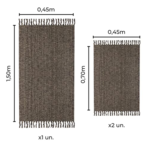 Tapete Para Cozinha Marrom e Caramelo Passadeira 3 Peças
