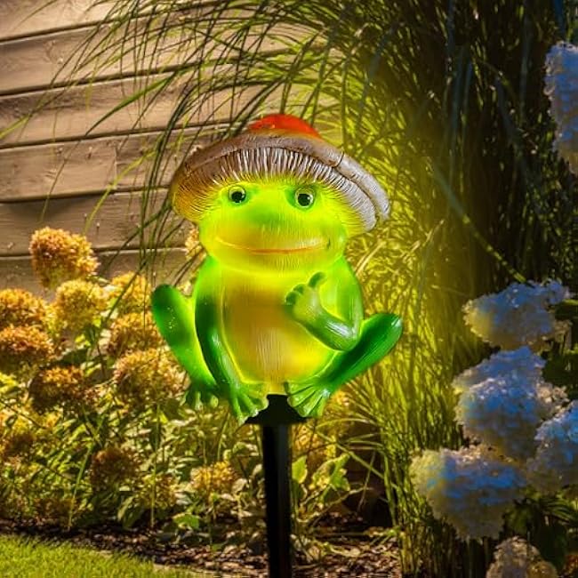 QH Garden Solar Frog Lights - Waterproof Frog Figurines for Outdoor Garden Decor, Perfect Statue Gifts - Solar Power LED for Garden, Lawn, Patio, Pathway