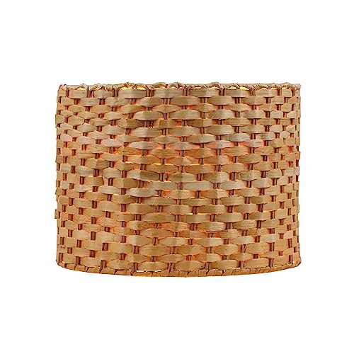 Image of Aspen Creative 31602, Drum Spider Lamp Shade, Natural Banana Leaf, 12 inch Top x 12 inch Bottom x 9 inch Height