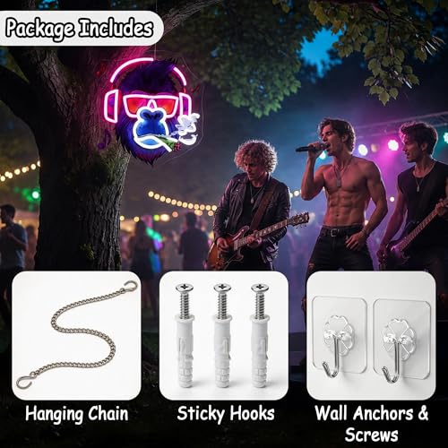 Image of Pink Neon Sign Led Neon Lights Signs for Wall Decor USB Powered Led Signs for Room Decoration-Music Monkey