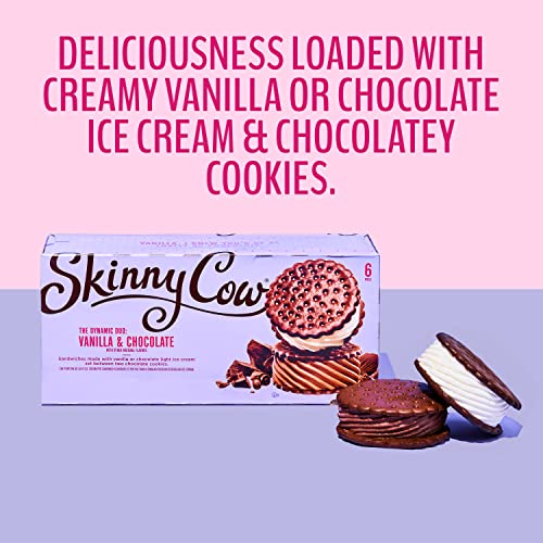 Skinny Cow 288-07-0595 The Dynamic Duo: Vanilla & Chocolate Low Fat Ice Cream Sandwiches thumb #2