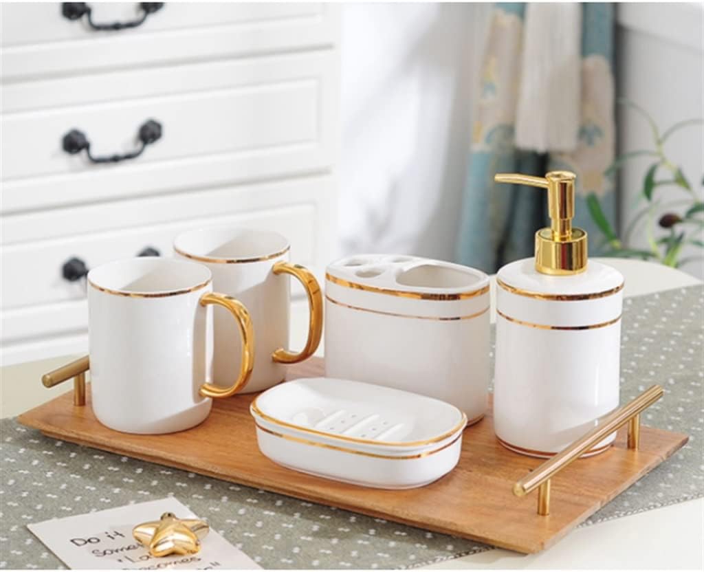 Bathroom Five-Piece Set Couple Brushing Teeth Mouthwash Cup Ceramic Wedding Gift