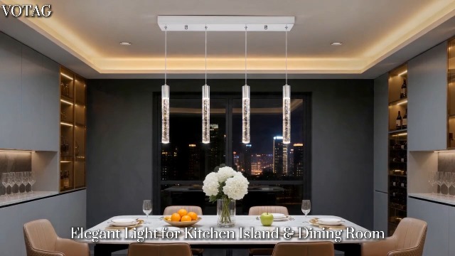 Image of 4 Light Pendant Lights Kitchen Island,Modern Chrome Crystal Pendants