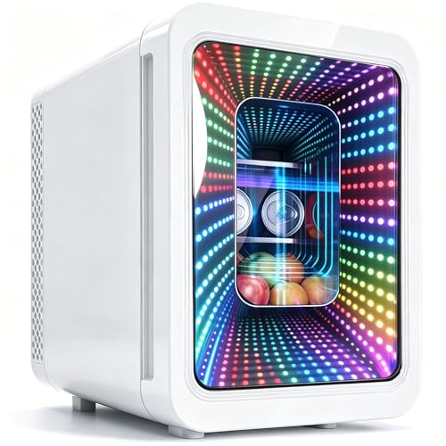 Image of Kikihouse 20L/22Cans Mini Fridge with LED Gaming Light, Small Beverage Refrigerator for Bedroom, Office, Dorm and Car, AC/DC Portable Cooler for Drinks, Skincare, Drip Tray Included