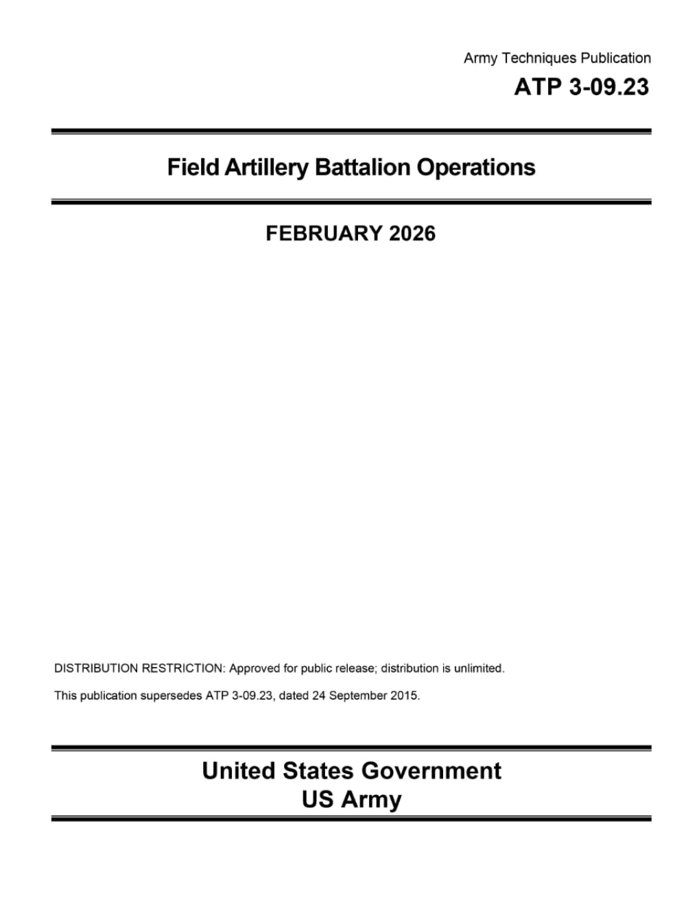Army Techniques Publication ATP 3-09.23 Field Artillery Battalion Operations February 2026