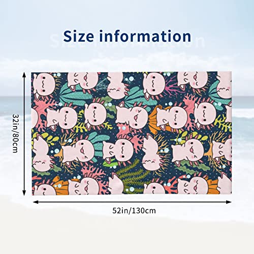 Image of MISOLAXI Axolotl Beach Towels for Women Boys Girls 32 inchX52 inch, Vacation Essentials Quick Dry Soft Fluffy Sand Free Oversized Bath Pool Swim Towel Gift Cruise Accessories