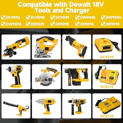 Image of 2Pack 8.0Ah Replacement for Dewalt 18V Lithum Battery XRP Compatible with 18 Volt DC9096 DC9098 DC9099 DW9095 DW9096 DW9098 DW9099 DE9039 DE9095 DE9096 DE9098 XRP Cordless Power Tools