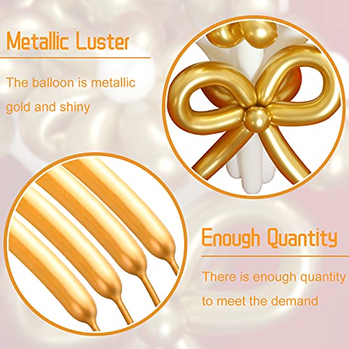 Image of Skylety 50 Pieces Long Balloons 260 Twisting Animal Metallic Latex Balloons DIY Modelling for Birthday Wedding Engagement Magic Anniversary Festival Party Decoration(Golden)