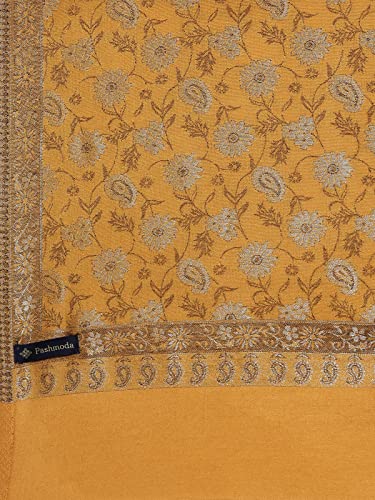 Image of Pashmoda Women Kaani Stole with Silky Zari Weave, Shawl, Wrap (Size 72X208 CM)