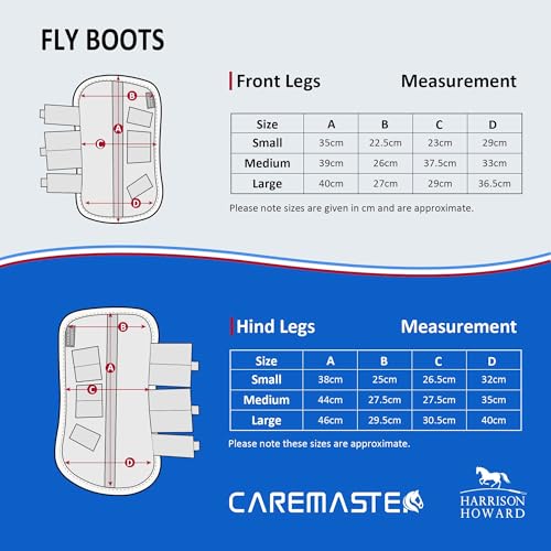 Image of Harrison Howard Horse Fly Prevention Fleece-Edging Nylon Strap Fly Boots Horse Leg Guards Set of 4 -Silver (Full)