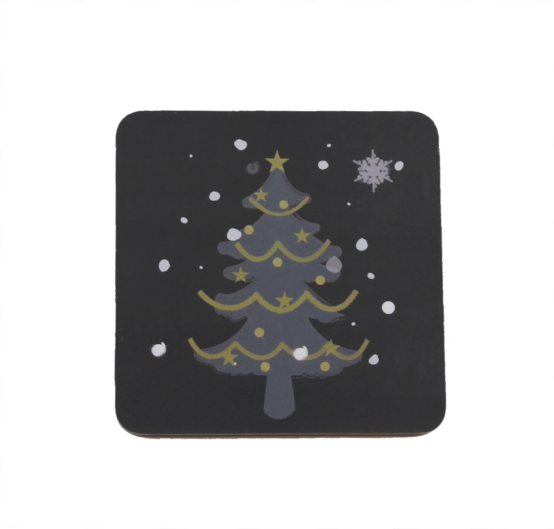 Peggy Wilkins Pewter/Multi Metallic Tree Christmas Cork Backed Coasters - Pack Of 4