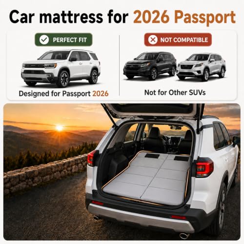 Image of Car Mattress for Passport 2026, Upgraded Non-Inflatable Thickened Foam SUV Car Camping Mattress, Foldable Trunk Sleeping Pad Car Bed Mattress for Road Trips Camping Travel