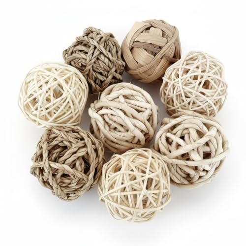Kirosy Rattan Balls for Bowl Filler Decor 10 PCS Natural Handmade Wicker Decorative Orbs (2.84.7) for Vase Centerpiece Home Table & Wedding Party