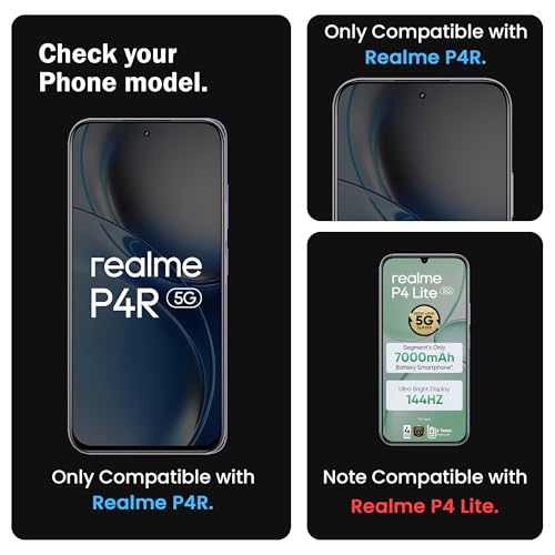 Image of FIRST MART Tempered Glass for Realme P4R, 9H 0.3 mm Full-Glue Screen Protector with Cable Protector, 3D Edge-to-Edge, HD Clear, Case-Friendly, Black, Pack of 1