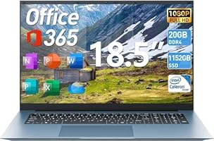 Naclud Laptop, 18.5 Inch Laptops with 20GB RAM 128GB EMMC+1024GB SSD Notebook, 1 Year Office 365, Celeron N5095 Quad-Core, Windows 11 Laptop, Type-C, HDMI, 8000mAh, WiFi 6, USB3.2 * 3