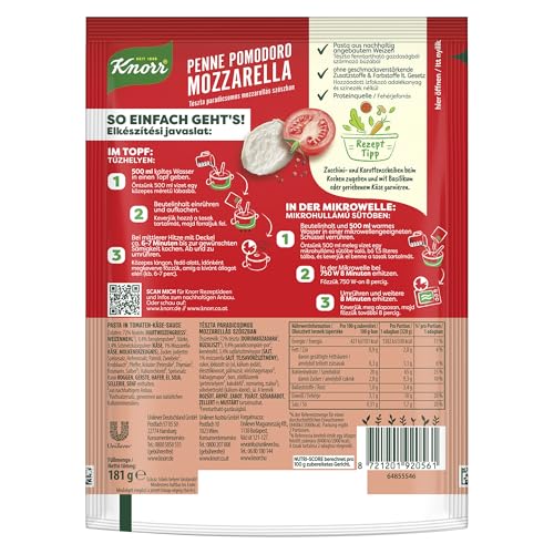 Knorr Spaghetteria Nudel-Fertiggericht Penne Pomodoro Mozzarella leckeres Nudelgericht fertig in 7 Minuten 2 Portionen – Bild 6