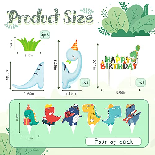 43 Pieces Dinosaur Cake Topper Decorations Dinosaur Cupcake Toppers Cute Dino Happy Birthday Cake Topper For Boys Baby Kids Birthday Party Supplies Favors #TOP1