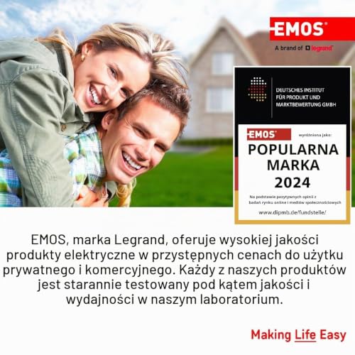 EMOS - Wyłącznik zamienny do przewodu zasilającego 2 x 0,5-0,75 mm2 - przełącznik pośredni z zaciskiem śrubowym do 230 V/2,5 A - przełącznik sznurkowy odpowiedni do 2-żyłowy kabel lampy do lamp i