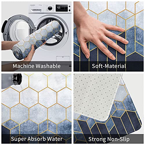 Modern Geometric Abstract Hexagons Bath Mat Rug For Bathroom Floor Plush Mats Small Bathmats Soft Washable Non Slip Absorbent Shower Carpet Kitchen Sink Rugs Bathroom Decor Accessories #TOP4