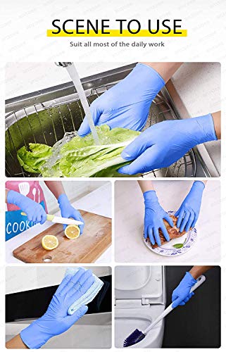 10 PCS Household Cleaning Gloves Blue, Anzoee Dishwashing Gloves Washing Gloves with Textured Fingertips Food Service Powder Free Gloves - Thumbnail 7