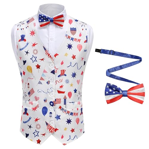 Colorful House Men Christmas Costume Outfit Adult Tuxedo Vest and Bow Tie Festival Celebration Dress Up