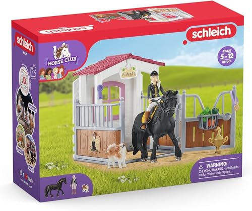 SCHLEICH Horse Club | Pferdebox mit Tori & Princess 42437 | Set inkl. Stall, bewegliche Mädchenfigur, Pferd, Hund, Zaun & Accessoires | Pferde Spielzeug für Mädchen & Jungen ab 5 Jahren | 26 Teile