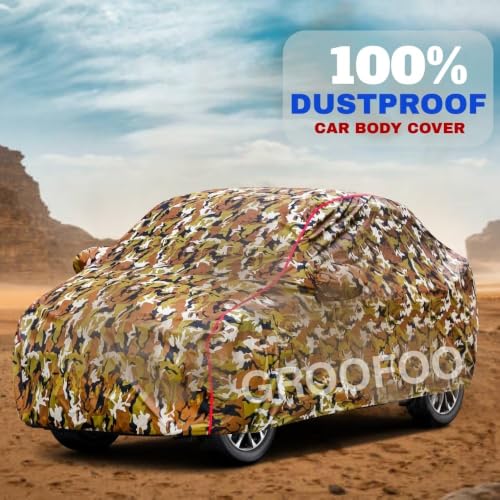 Image of Waterproof Car Body Cover with Mirror Pockets Compatible with Hyundai Xcent Car Cover | Triple Stitch and UV & Dust Proof All-Weather Protection, (Army Red)
