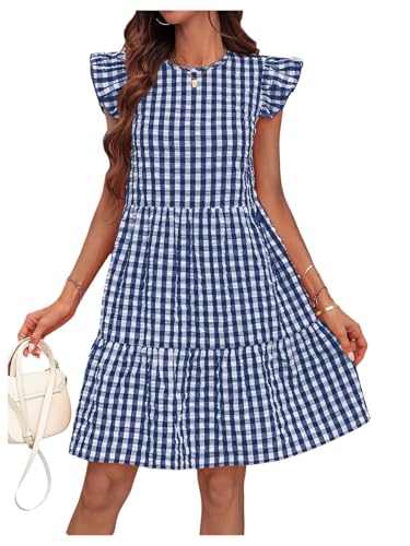 Robe courte vichy à volants d'inspiration rétro avec coupe trapèze fluide