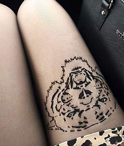 Image of MARILYN Sheer Silky Tattoo Print Pattern Pantyhose