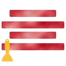Red Door Sill Guard Protector, 4PCS 3D Carbon Fiber Anti-Scratch Door Entry Edge Bumper Sill Scuff Plate Trim, Front/Rear Door Threshold Protector Cover Sticker Strips