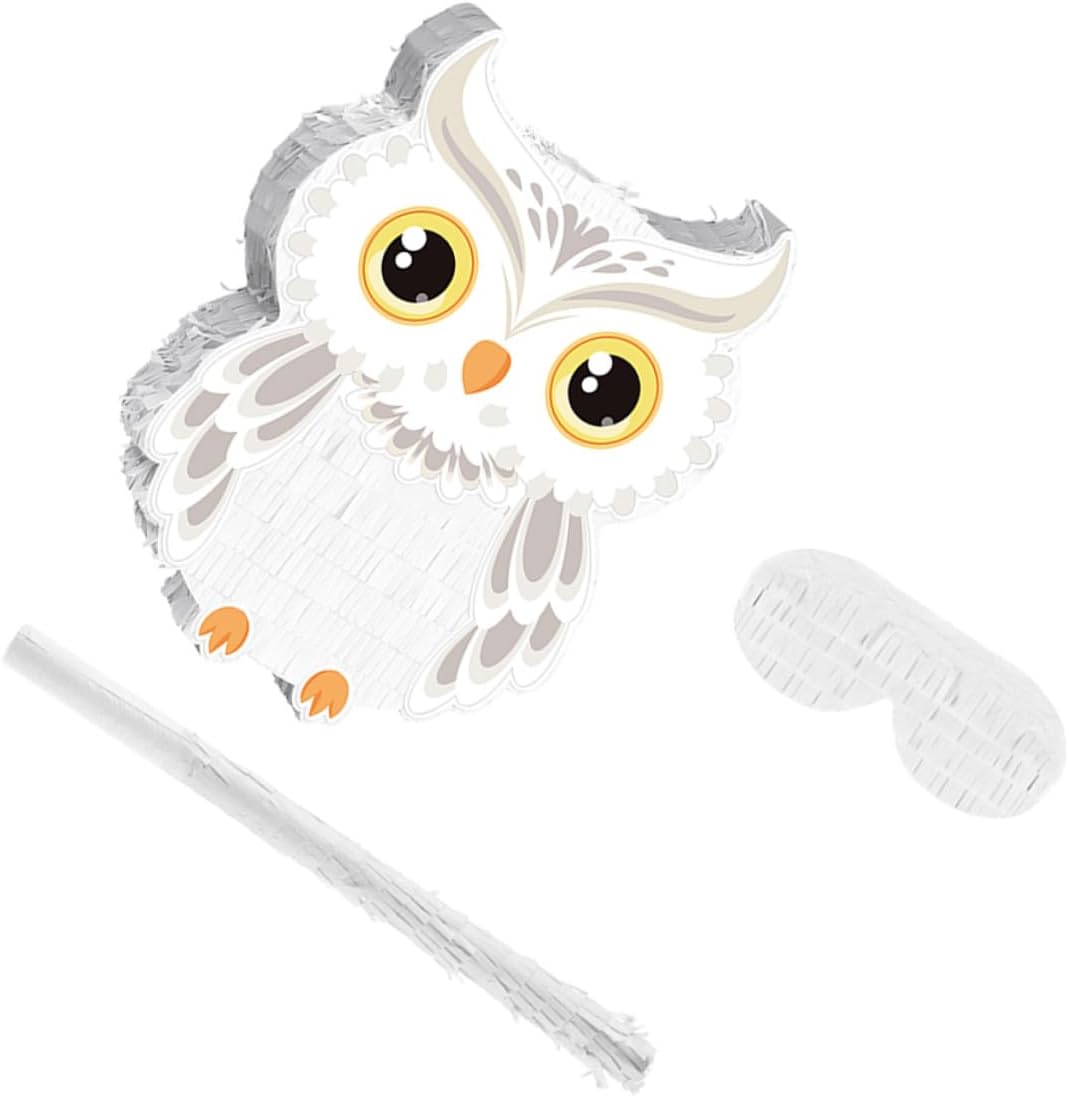 Owl Pinata with Stick and Blindfold Interactive Animal Birthday Party Decoration for Boys and Sturdy Forest Theme Game for Jungle and Shower Celebrations