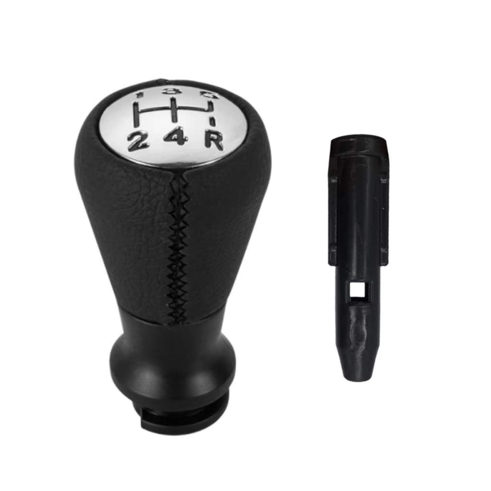 Qwqaab Black A Manual Gear Knob For Peugeot 207 307 406 For C3 C4 C5 Chrome Collar Case Manual Gear Shift Knob Pu Gaiter Boot(Black A)